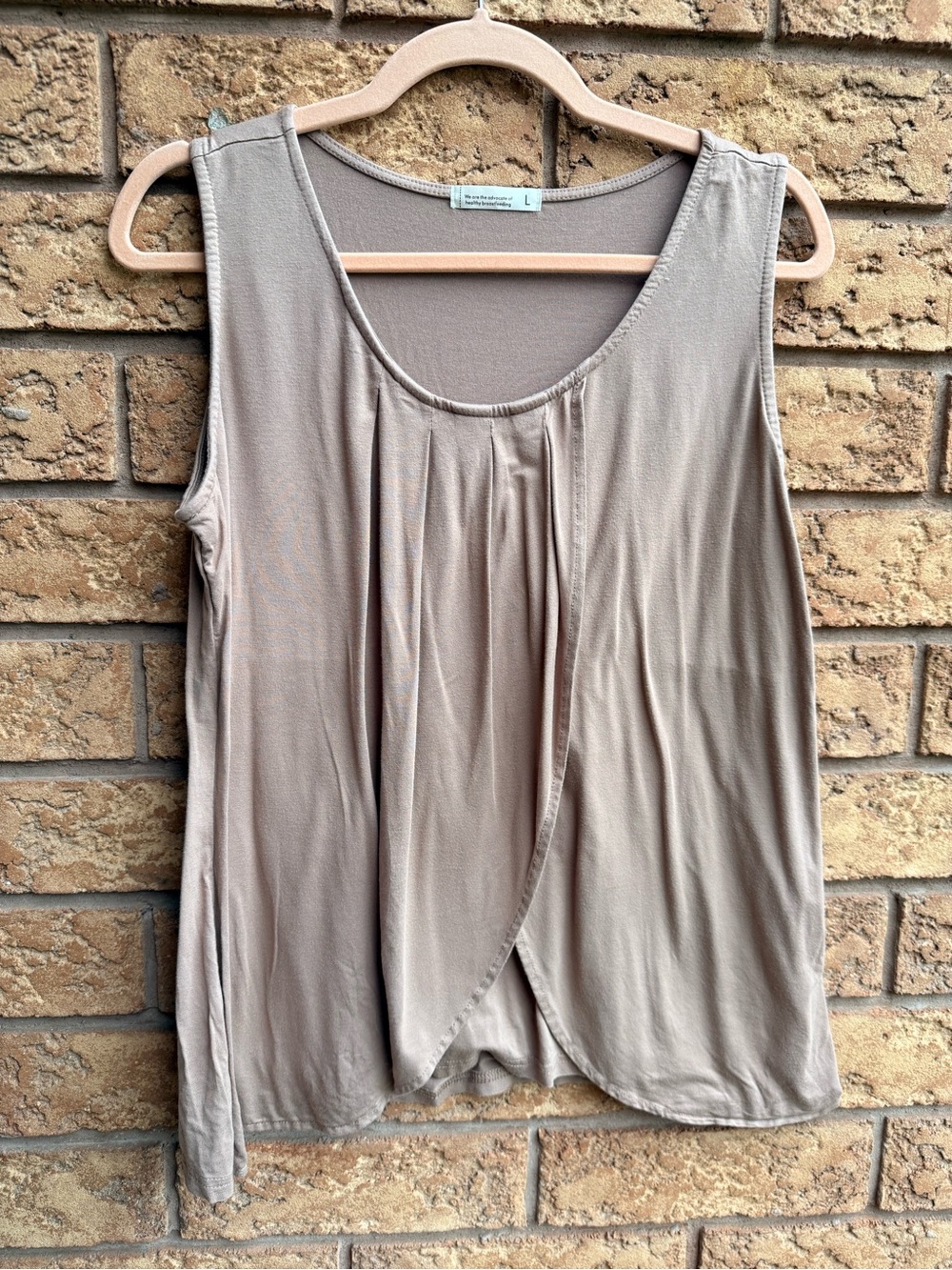 10/$25 • Sleeveless Taupe Pleated Front Nursing Top